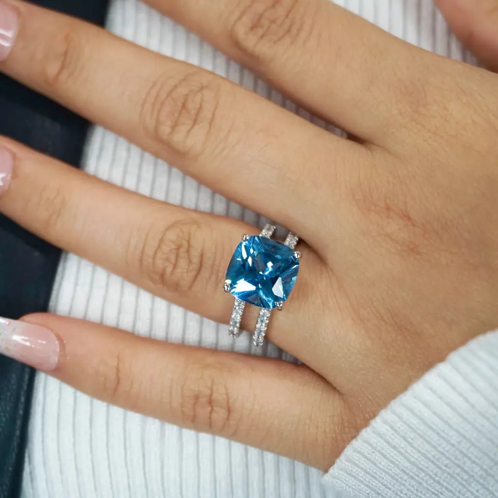 Mindy Aquamarine Cz Ring