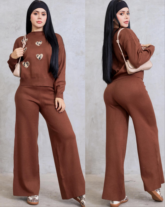 Heart Print Pant Set