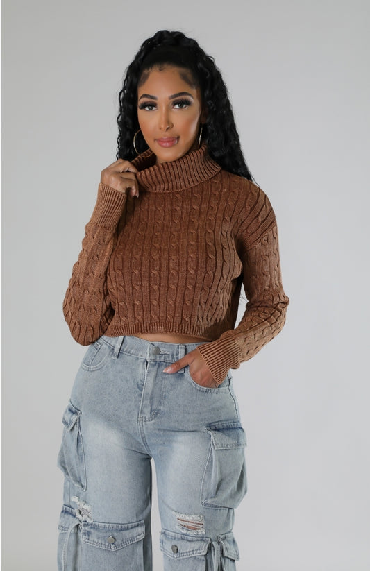 Staying Cozy Sweater- Brown