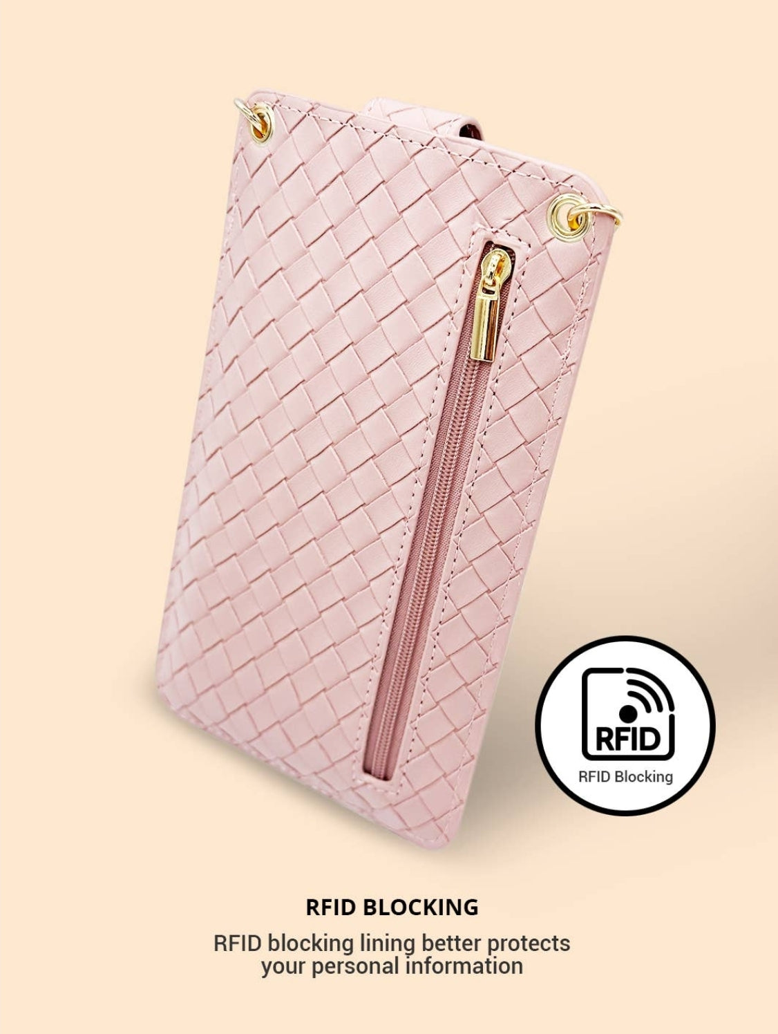 Crossbody Phone Bag with Rfid Blocking Lining - Blush