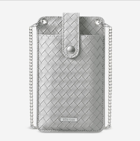 Crossbody Phone Bag with Rfid Blocking Lining - Silver
