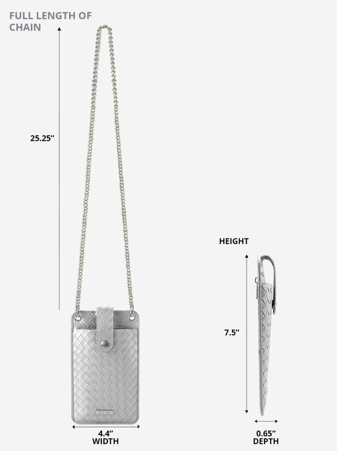 Crossbody Phone Bag with Rfid Blocking Lining - Silver