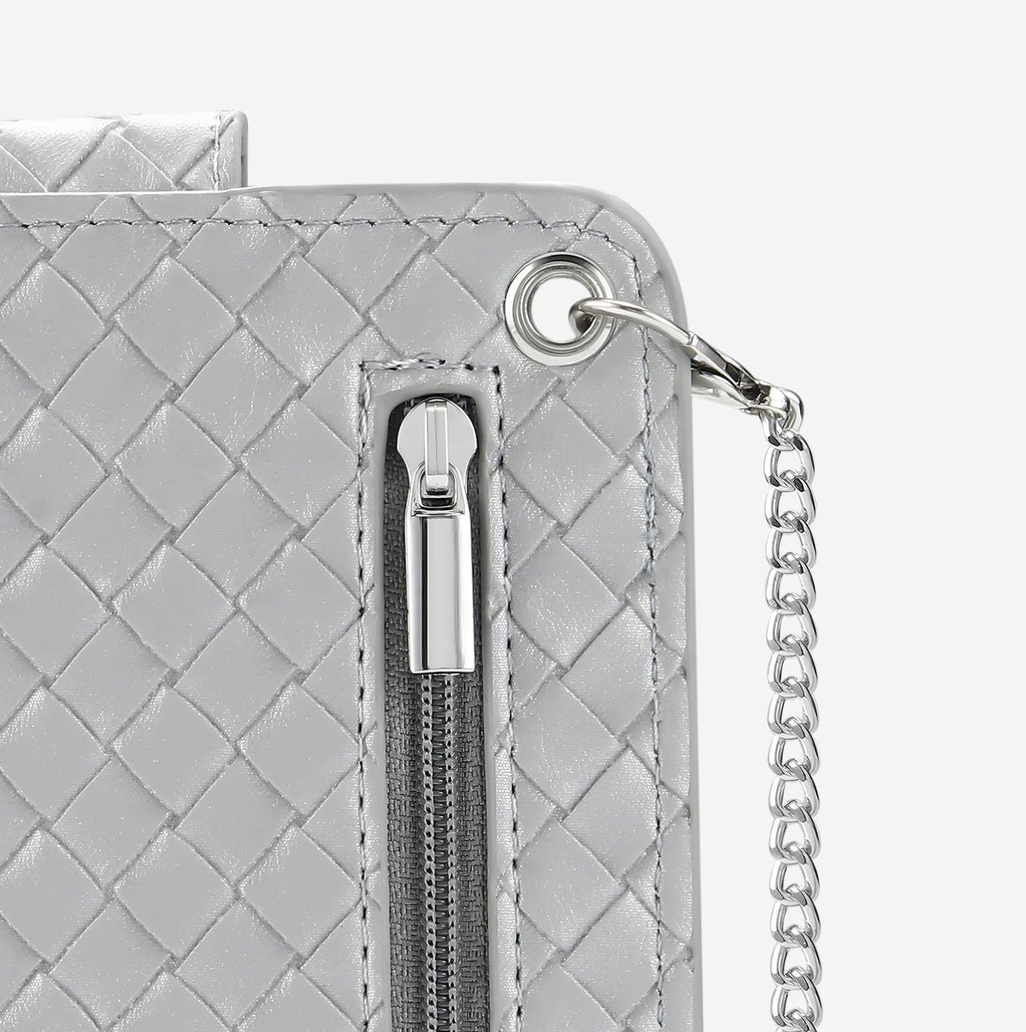 Crossbody Phone Bag with Rfid Blocking Lining - Silver