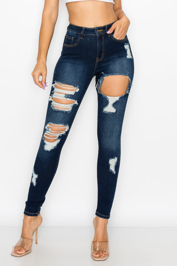 Sylvia - High Rise Hole Destructed Skinny Jeans