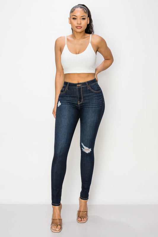 Rose - High Rise Destructed Stretch Skinny Jeans