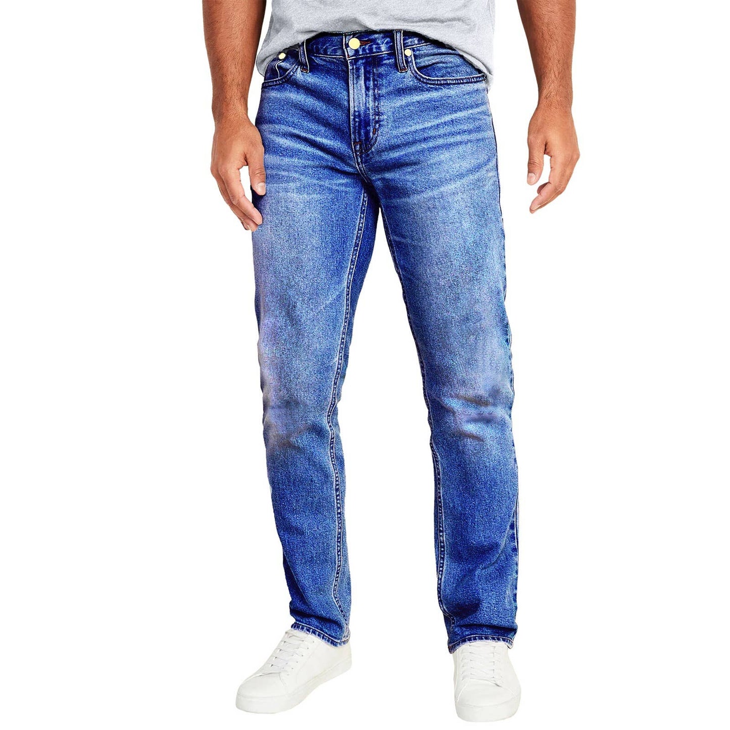 Mens Flex Stretch Slim Straight Jeans Classic Denim Menswear: Medium Wash