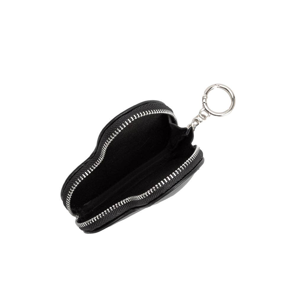 Puffy Heart Polka Dot Black Coin Purse Charm