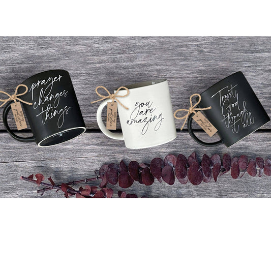 LCP Mug Black Trust God Through It All 18 Oz