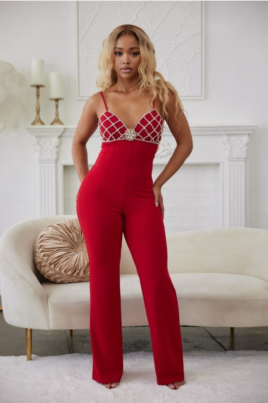 Can't Go Without It Jumpsuit  - Red
