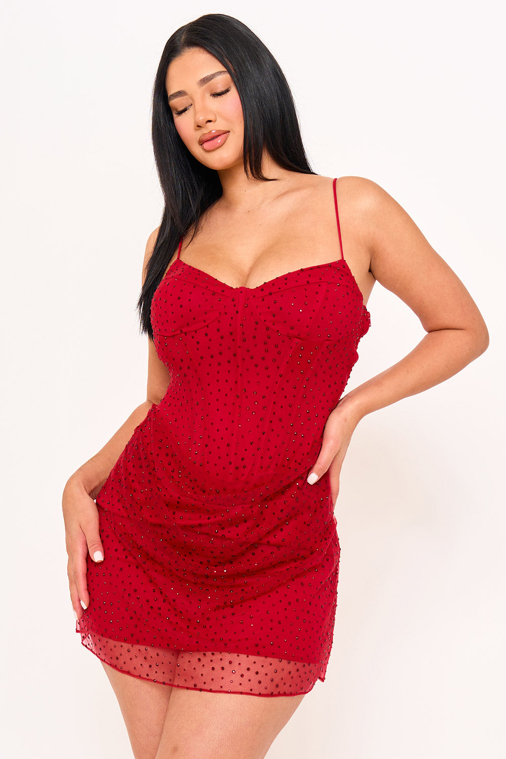 All Eyes On Me Mini Dress - Red