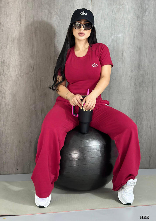 Great Moments Pant Set - Burgundy