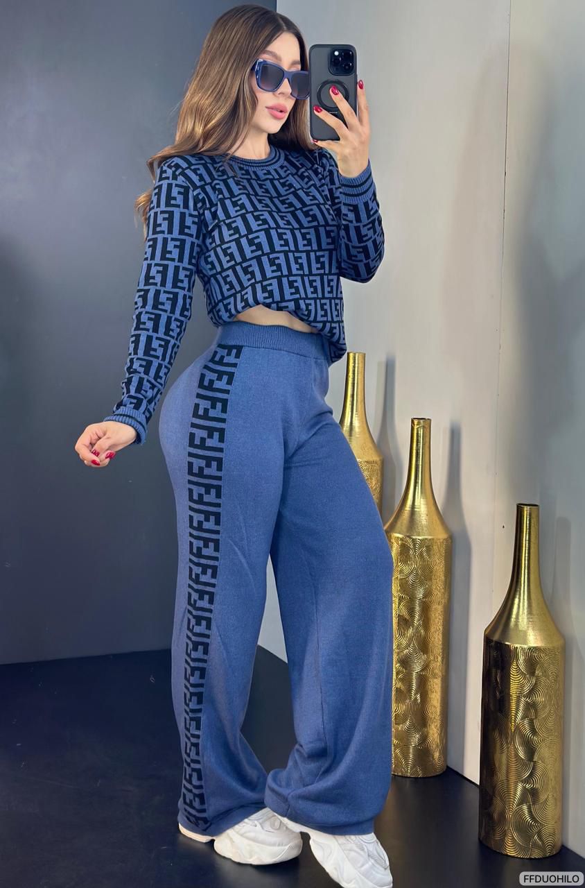 Cleopatra Pant Set - Blue/Black