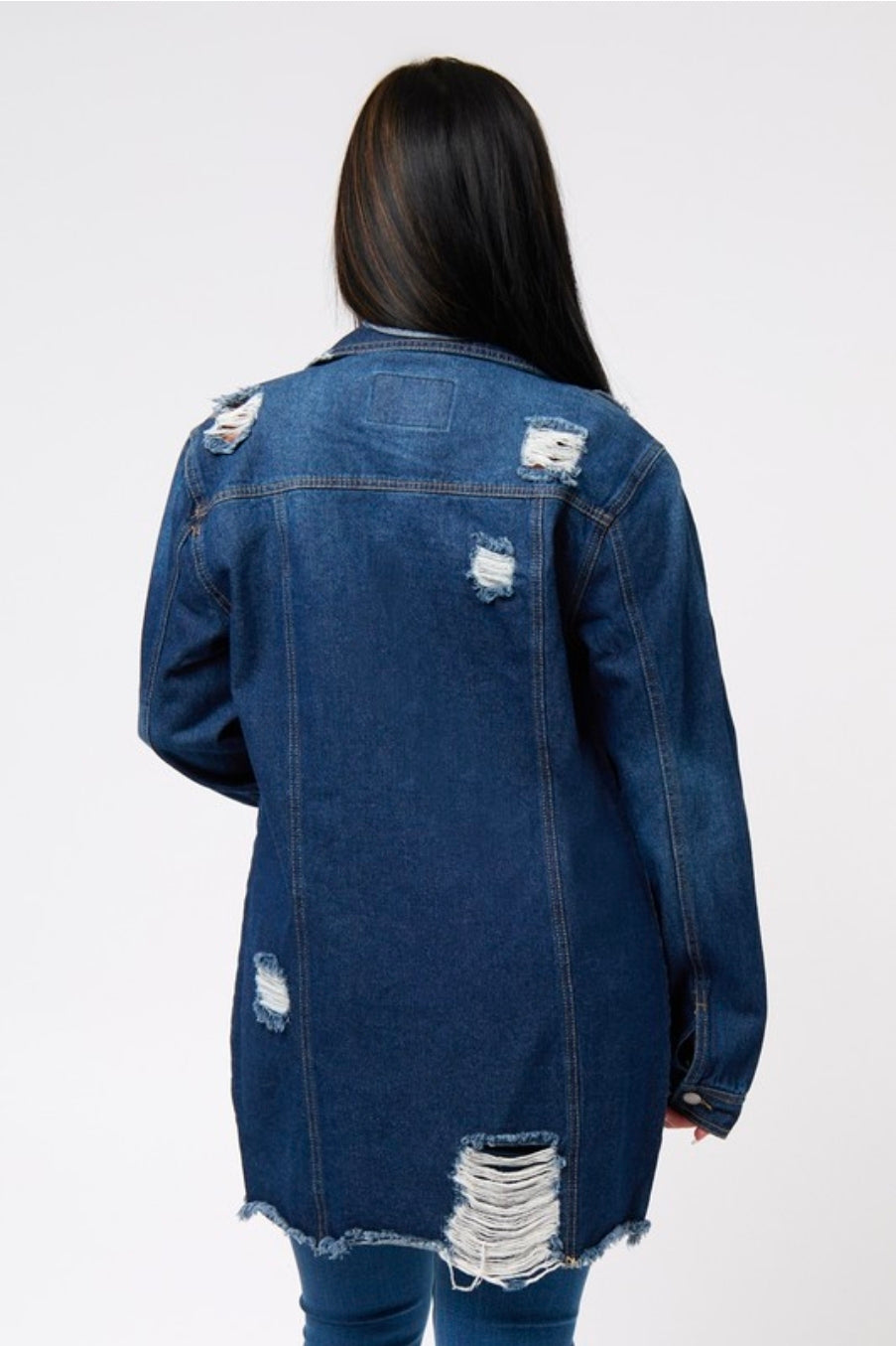 Destructed Midi Denim Jacket
