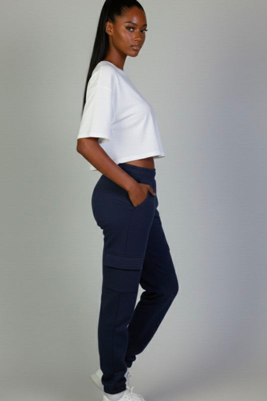 Side Pocket Sweatpants  - Navy