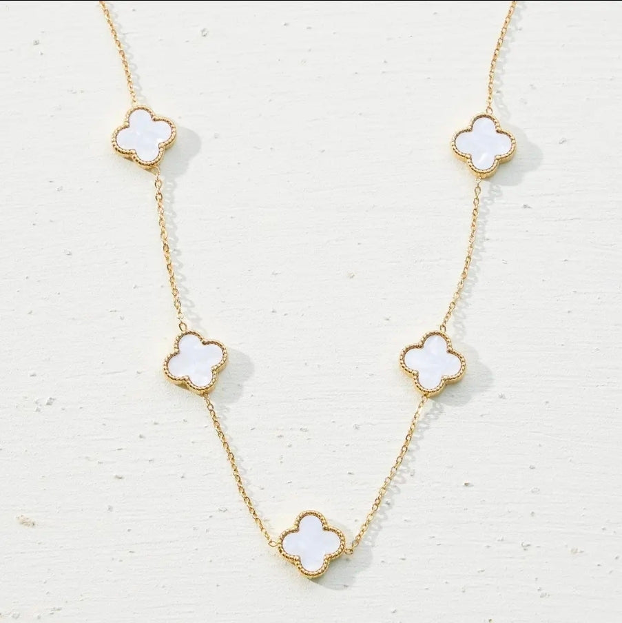 18k gold dipped stainless steel necklace  - White