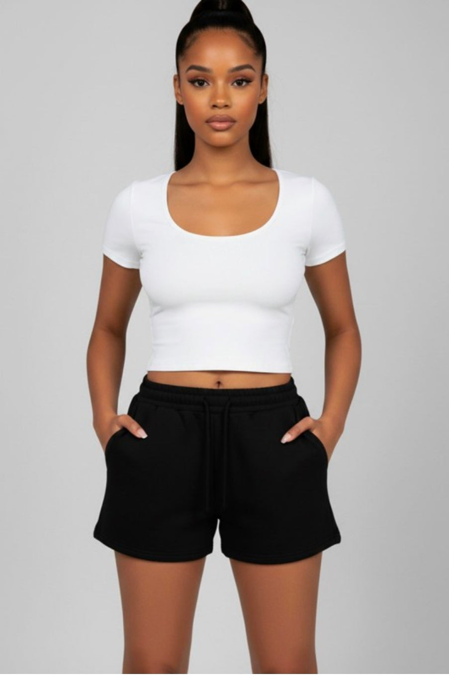 All Day Elastic Waistband Shorts - Black