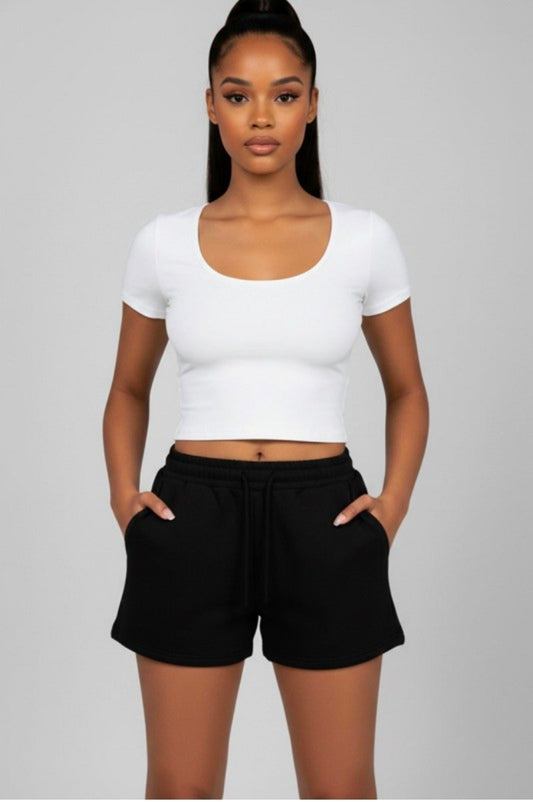 All Day Elastic Waistband Shorts - Black