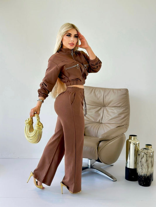 Olivia Pant Set - Brown