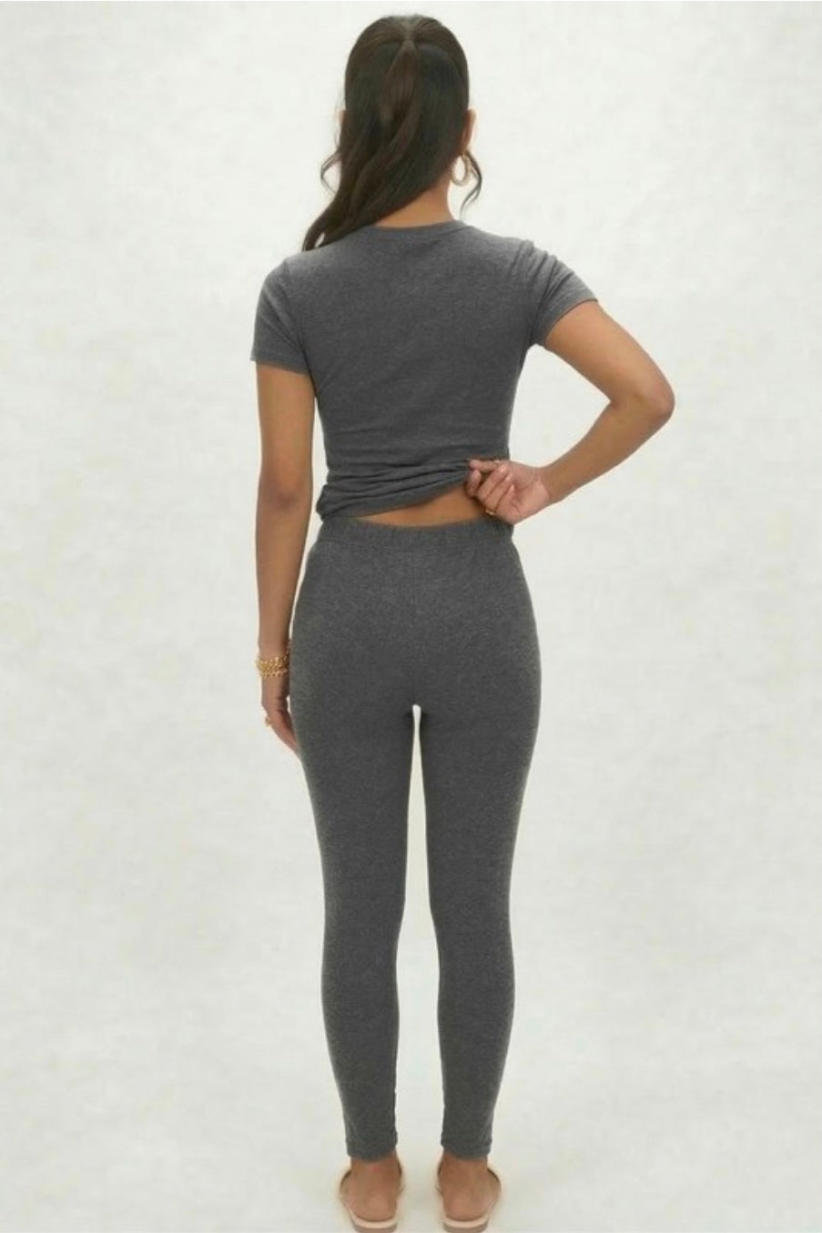 Basic Solid Leggings-  Heather Grey