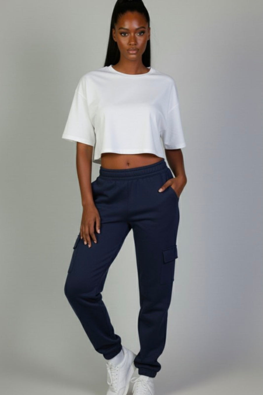 Side Pocket Sweatpants  - Navy