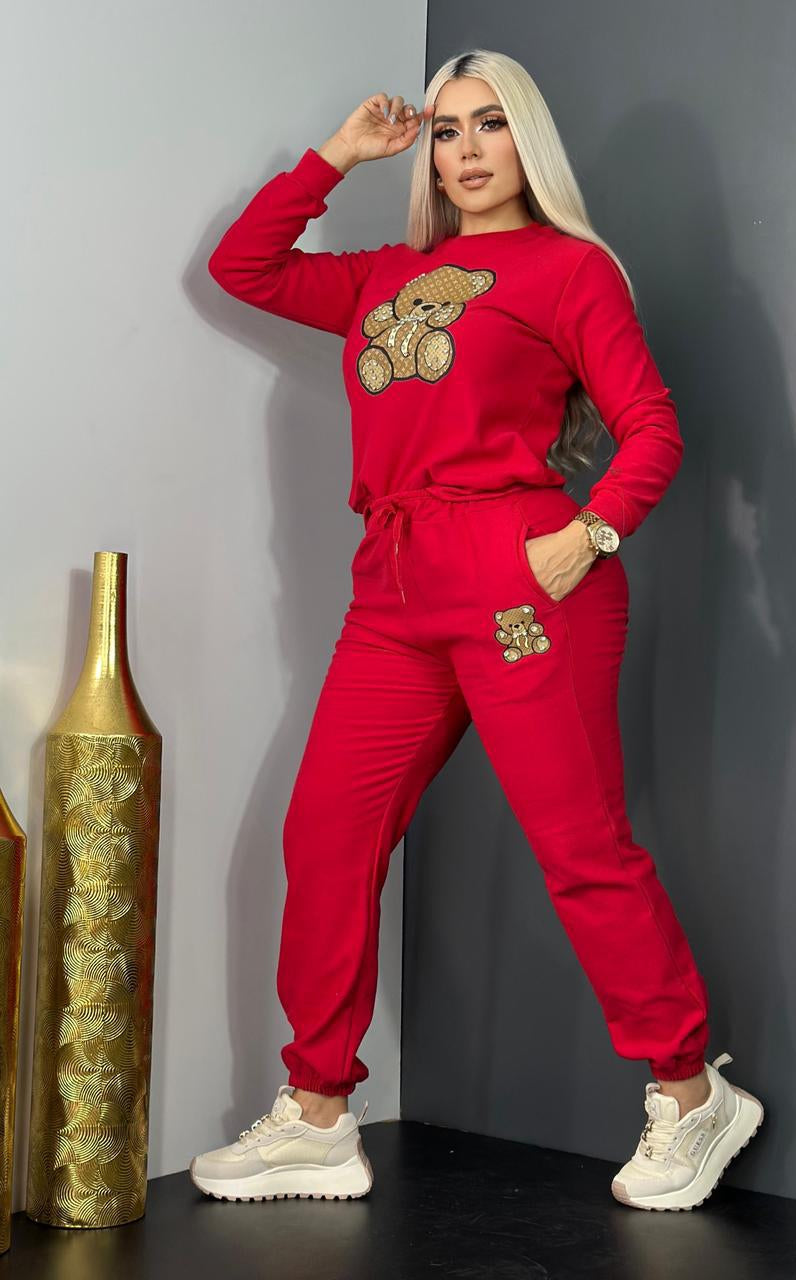 Bear Pant Set - Red