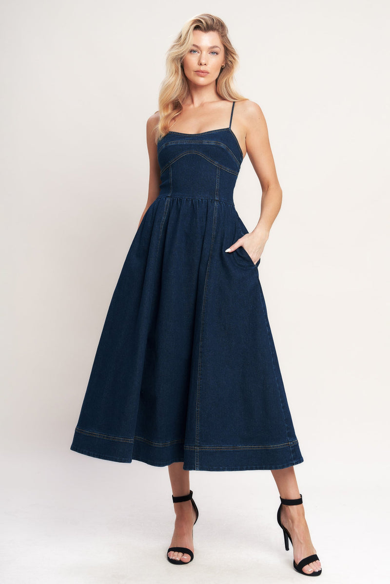 Sweetheart Denim Midi Dress