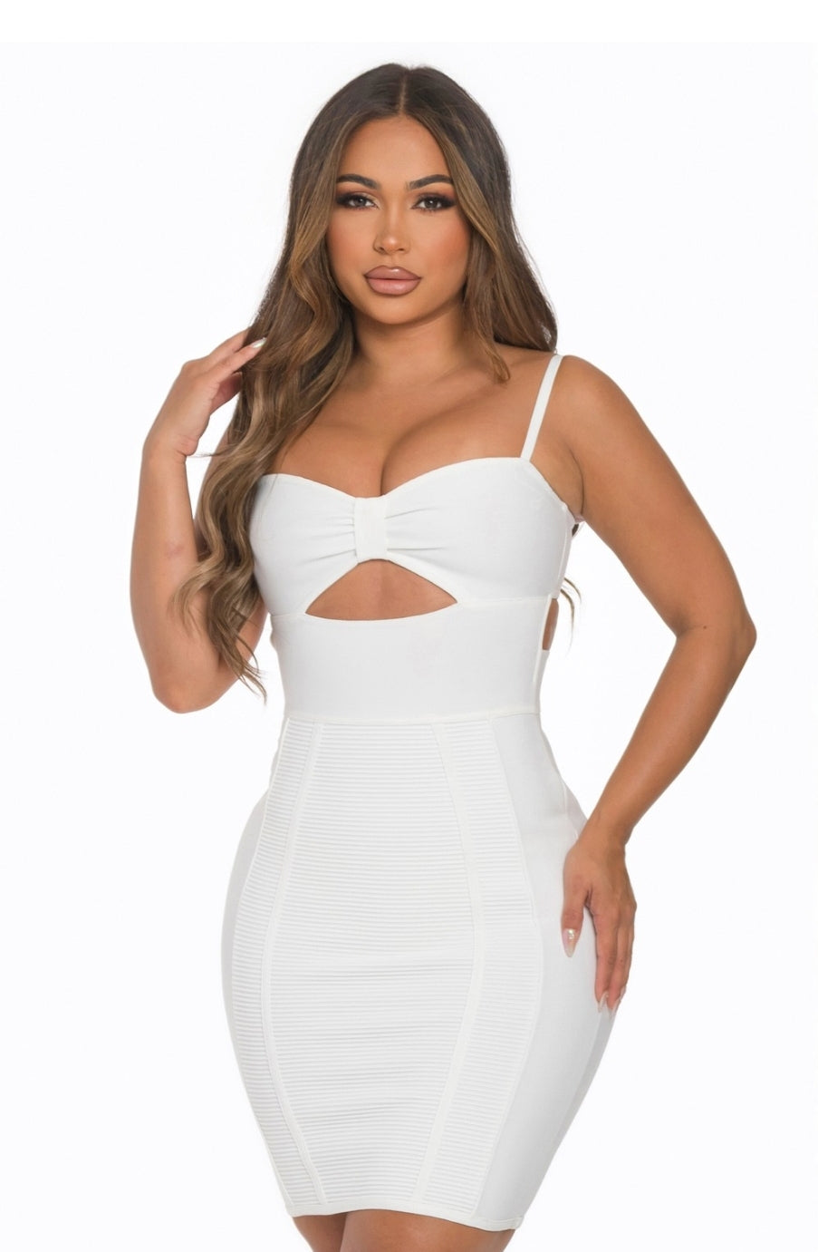 White Cut-out Bandage Dress