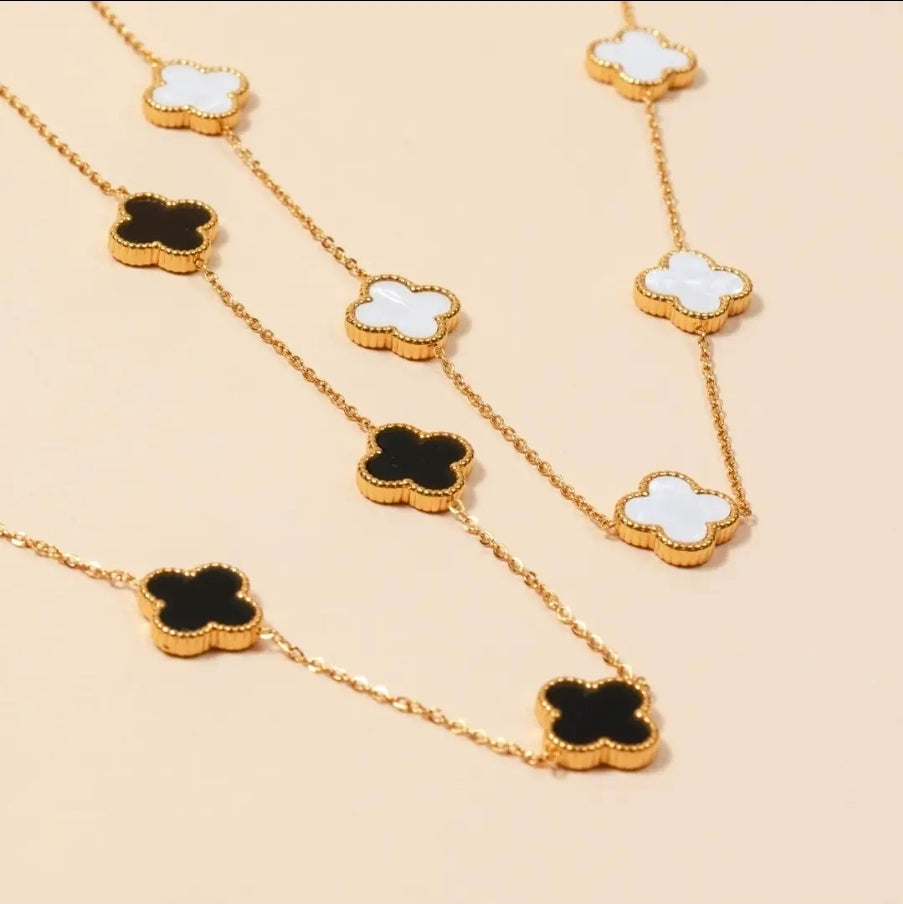 18k gold dipped stainless steel necklace  - White
