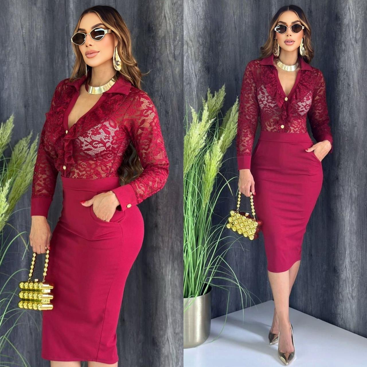 Adelina Skirt Set - Burgundy