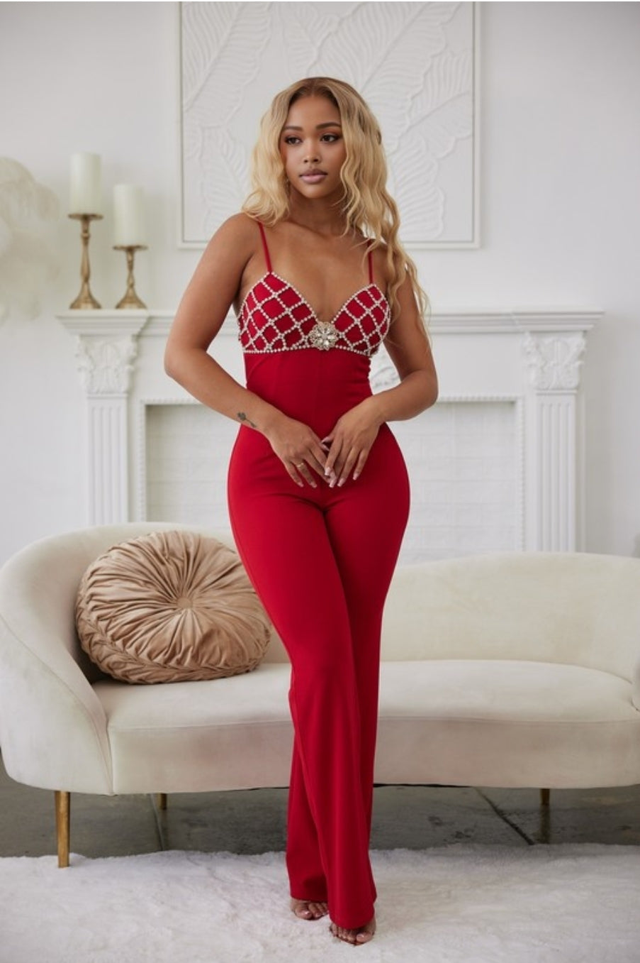 Can't Go Without It Jumpsuit  - Red