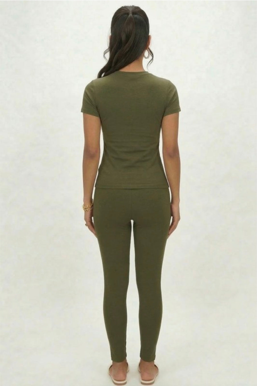 Basic Round Neck T-shirt  - Olive