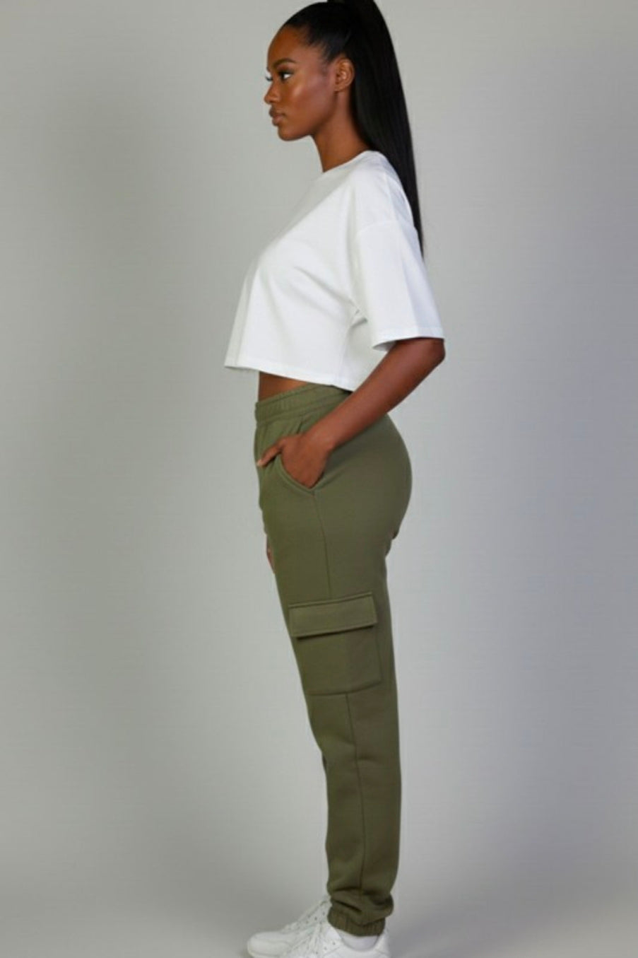 Side Pocket Sweatpants  - Olive