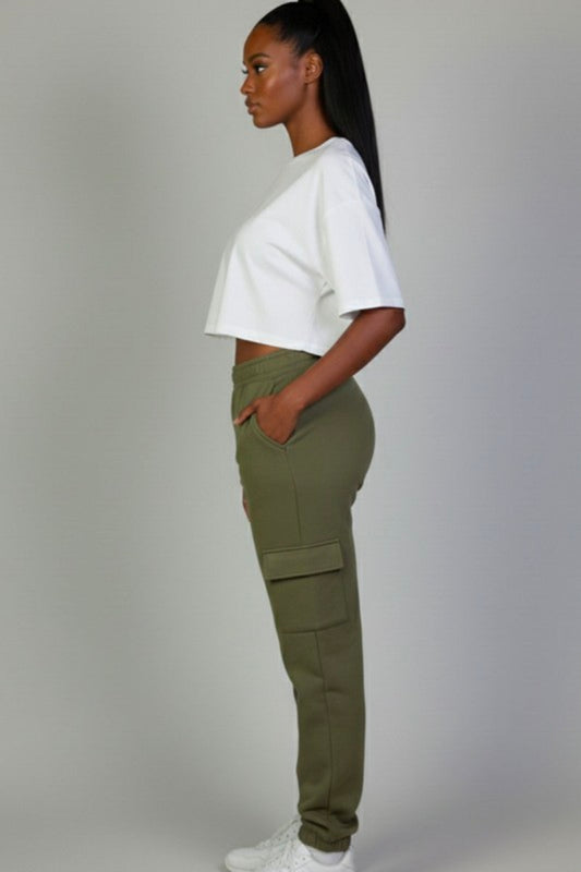 Side Pocket Sweatpants  - Olive