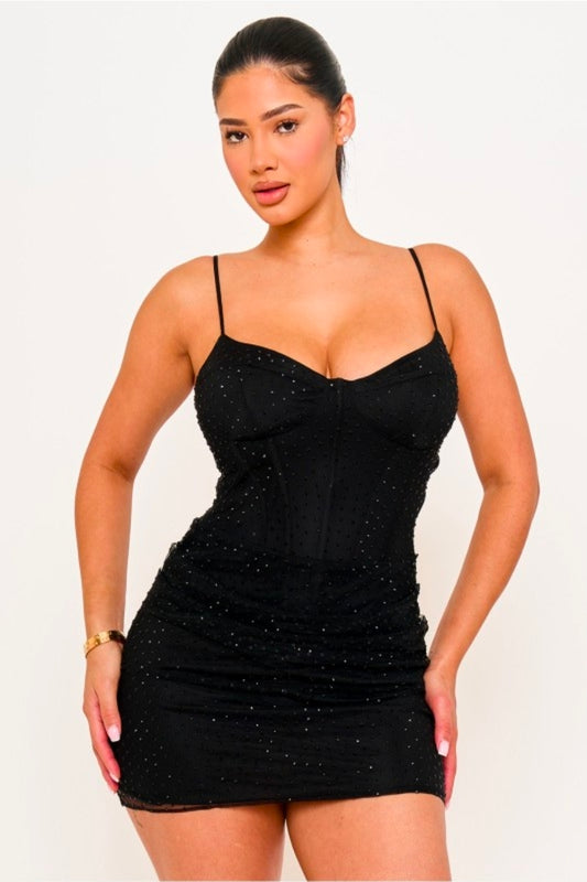 All Eyes On Me Mini Dress - Black