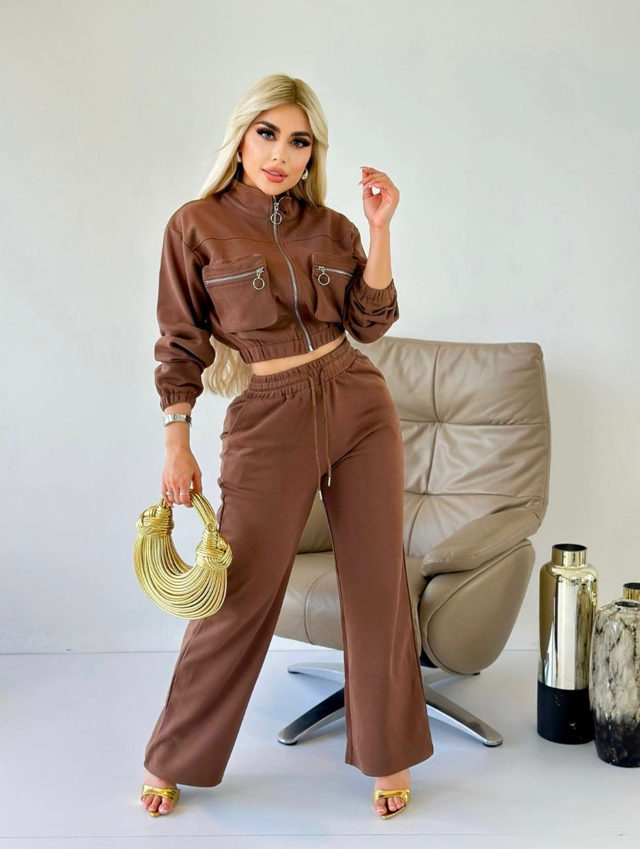 Olivia Pant Set - Brown