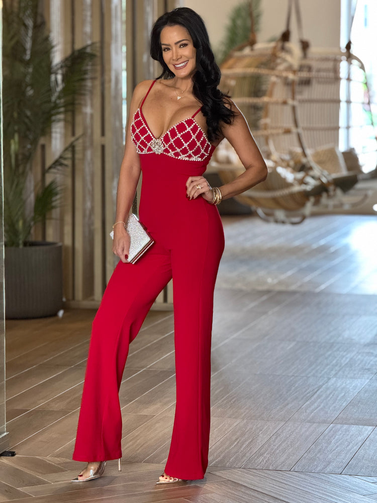 Can't Go Without It Jumpsuit  - Red