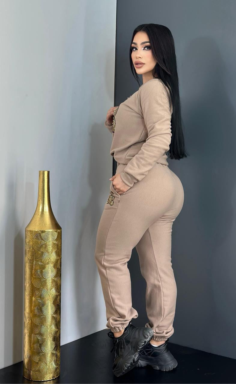 Bear Pant Set - Beige