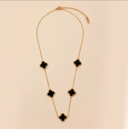 18k Gold Dipped Stainless Steel Necklace - Black