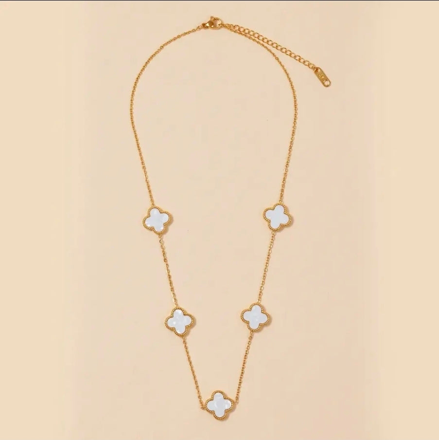 18k gold dipped stainless steel necklace  - White