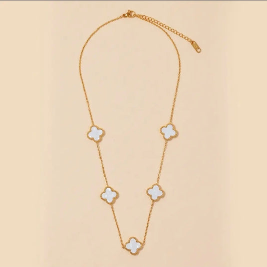 18k gold dipped stainless steel necklace  - White