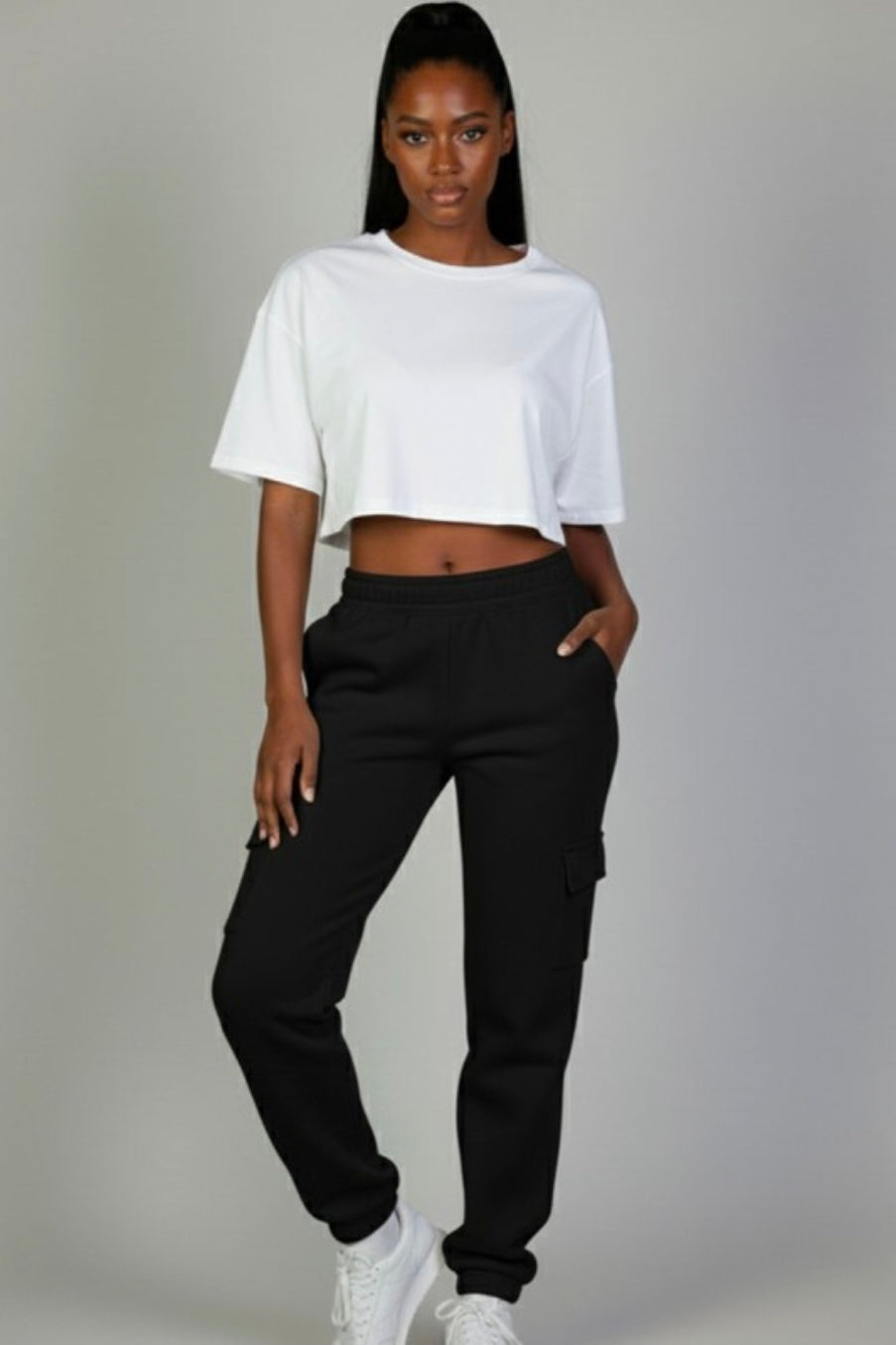 Side Pocket Sweatpants  - Black