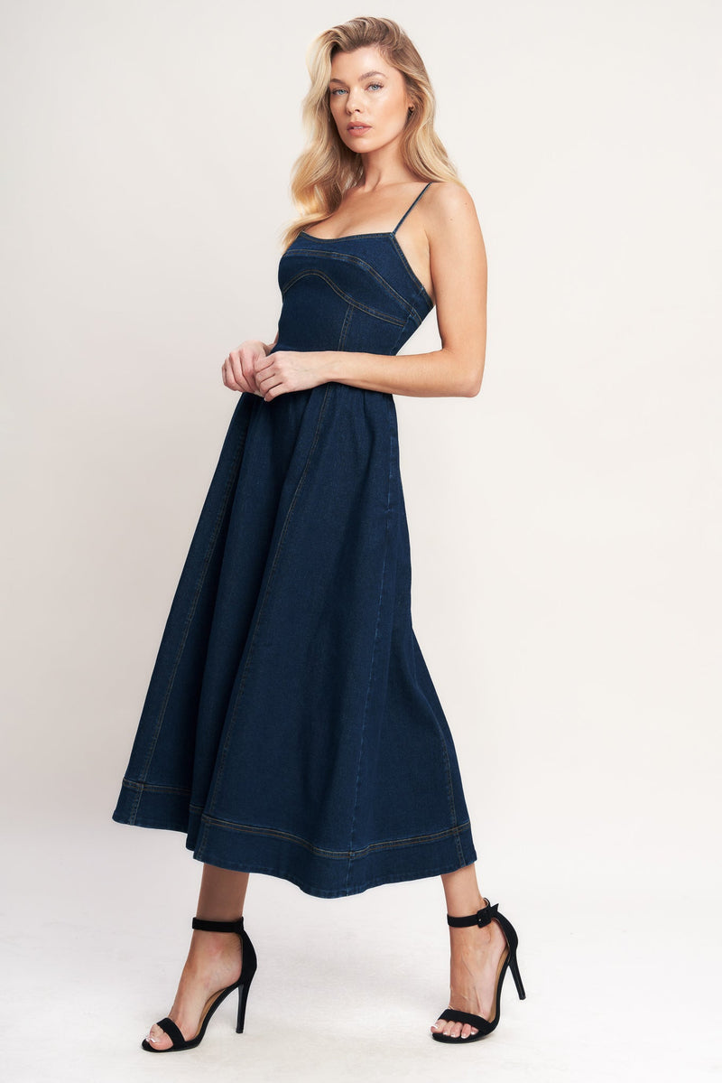 Sweetheart Denim Midi Dress