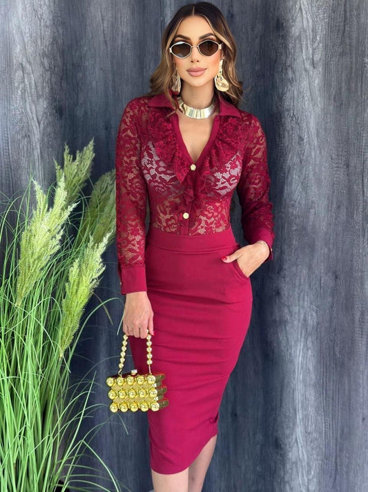 Adelina Skirt Set - Burgundy