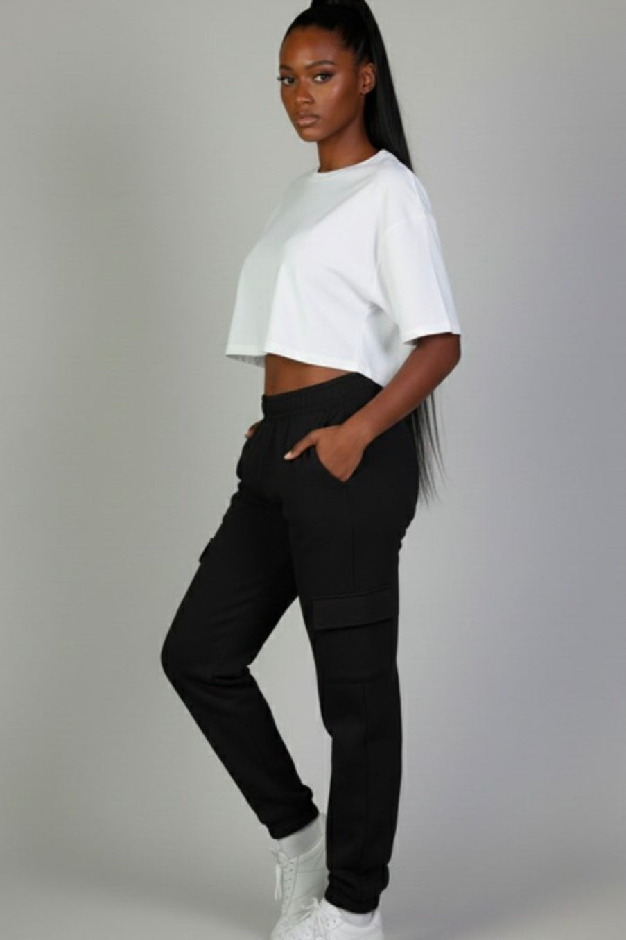 Side Pocket Sweatpants  - Black
