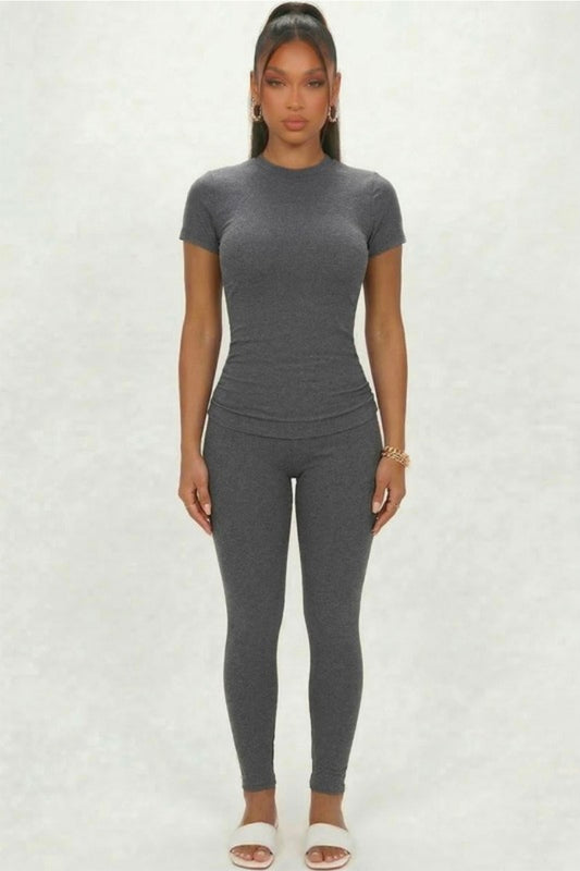 Basic Round Neck T-shirt  - Heather Grey