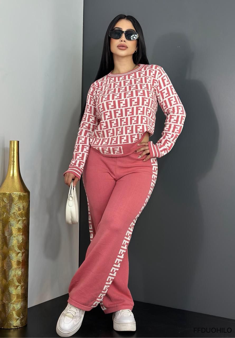 Cleopatra Pant Set  - Pink/White