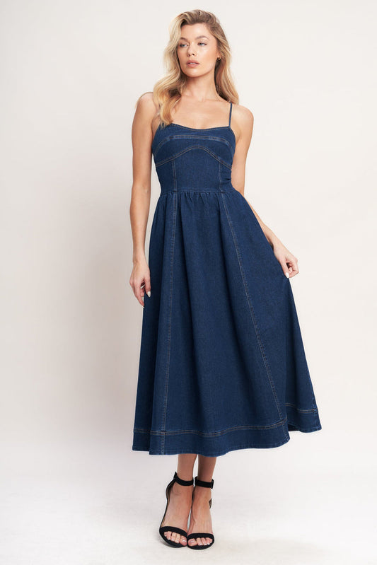 Sweetheart Denim Midi Dress