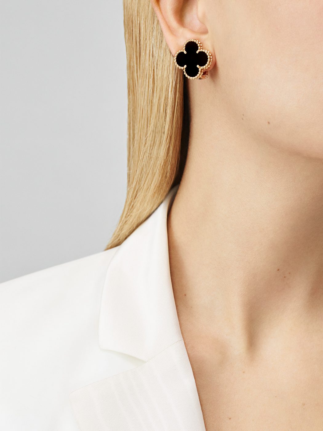 Clover Stud Earrings- White