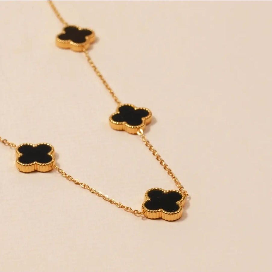 18k Gold Dipped Stainless Steel Necklace - Black