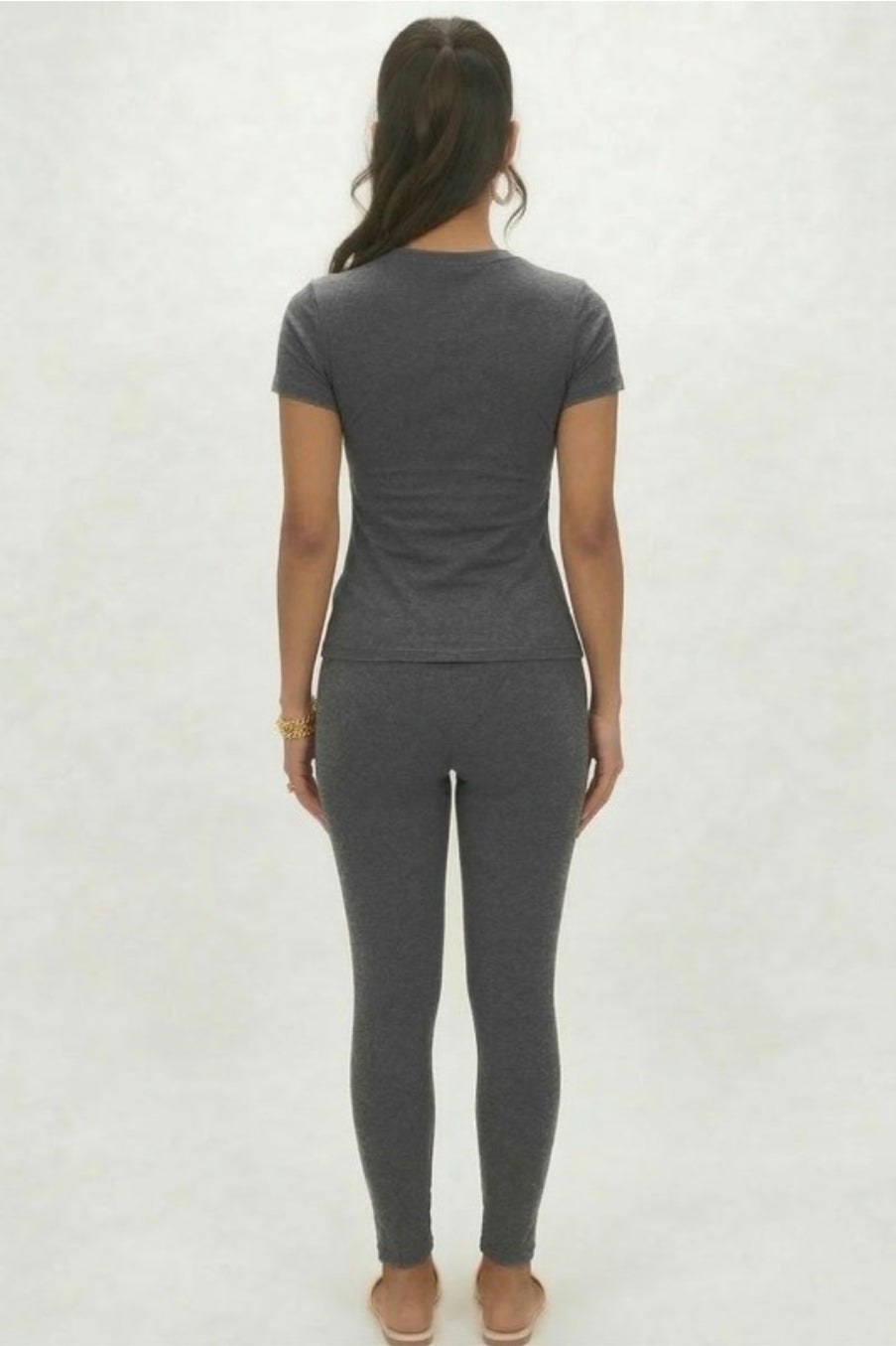 Basic Round Neck T-shirt  - Heather Grey